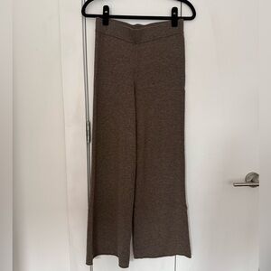 BY MALENE BIRGER Relax Fit High Rise Knit Pants in a Natural Taupe Brown